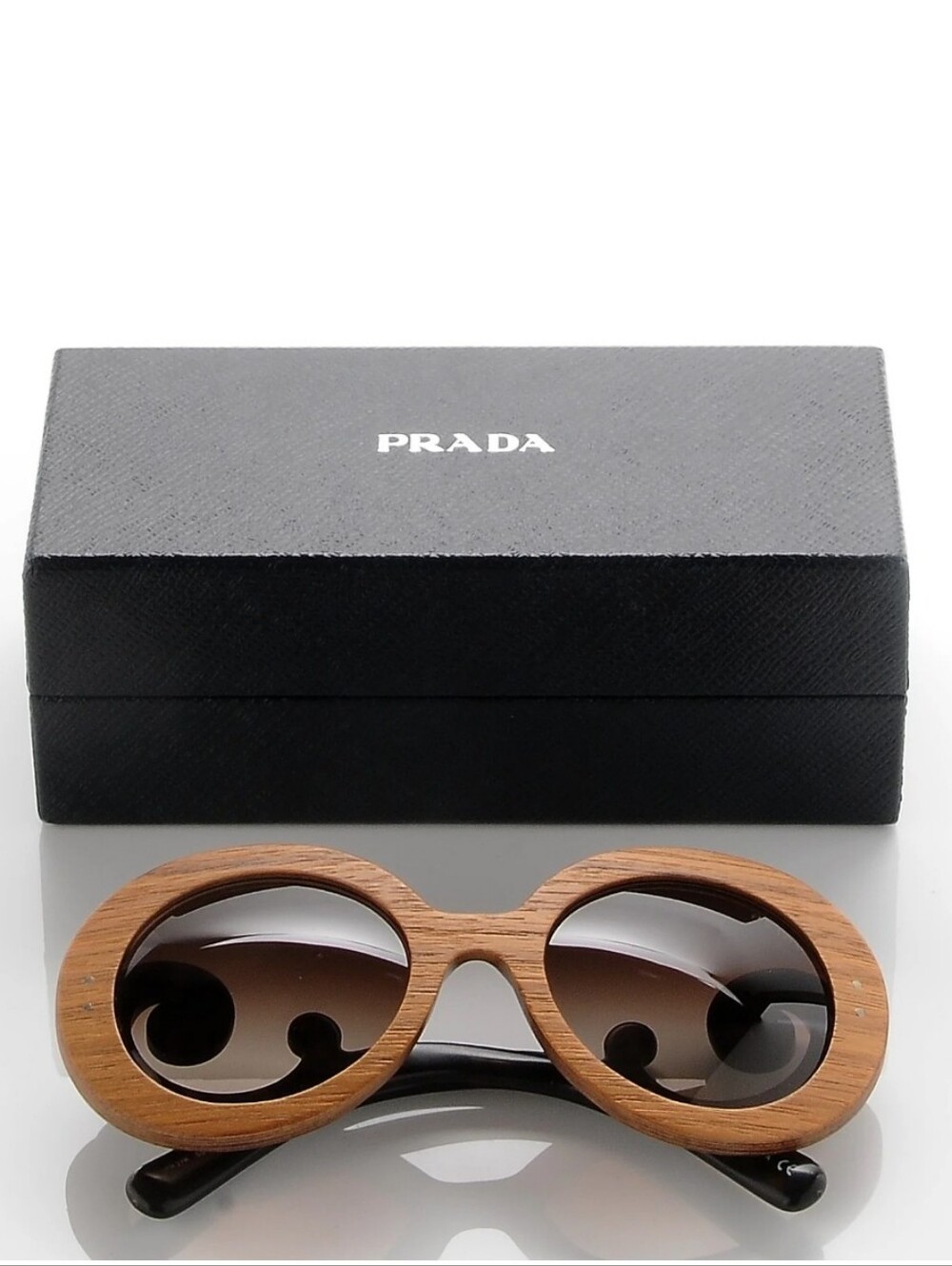 Authentic New Prada Sunglasses Unique Brown Wood-Frame